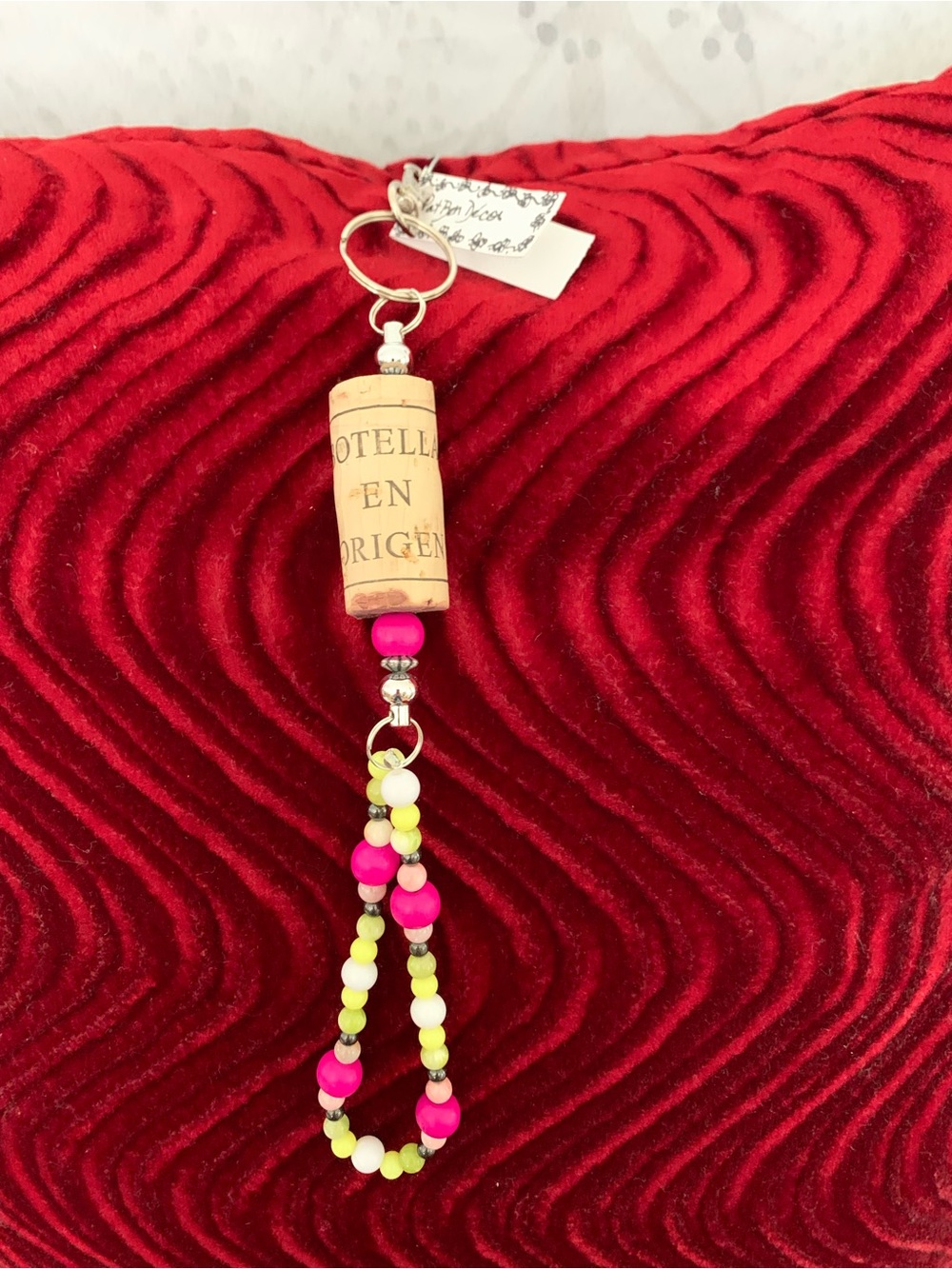 PatBen Decor , Handmade Cork Beaded Keychain -wristlet